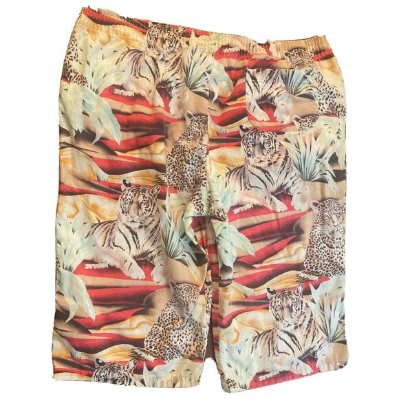 Vintage Jamaican Islander LARGE Mens Shorts tiger leopard animal DISTRESSED pics - Picture 3 of 6